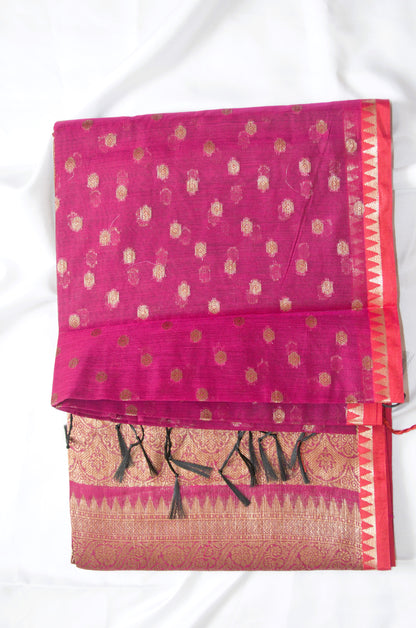 Magenta Banarasi Silk Cotton Saree