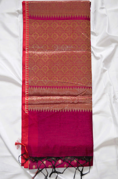 Magenta Banarasi Silk Cotton Saree