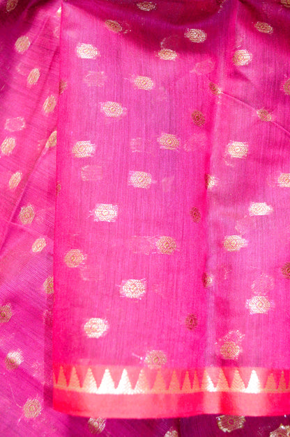 Magenta Banarasi Silk Cotton Saree