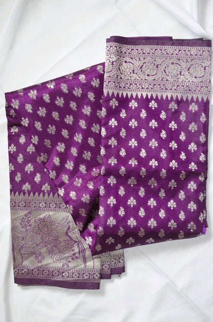 Purple Banarasi Zari Velvet Silk Saree