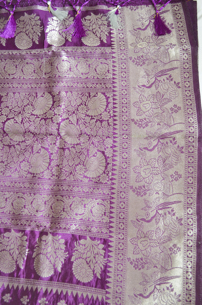 Purple Banarasi Zari Velvet Silk Saree