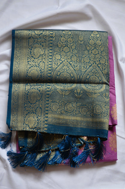 Mauve Banarasi Zari Crepe Silk Saree