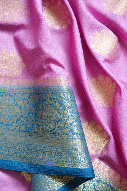 Mauve Banarasi Zari Crepe Silk Saree