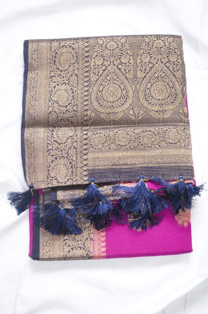Purple Banarasi Zari Crepe Silk Saree