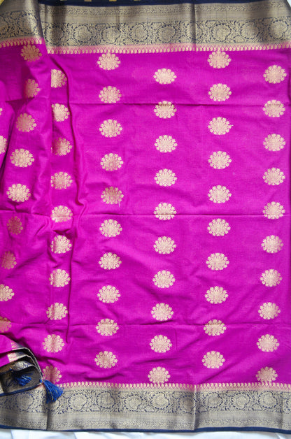 Purple Banarasi Zari Crepe Silk Saree