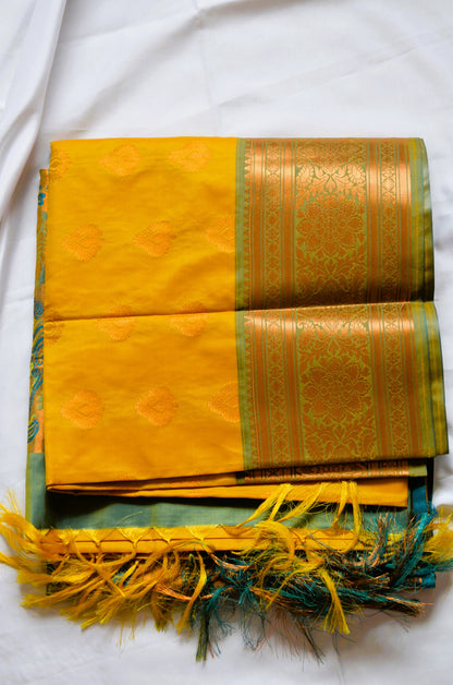 Mustard Banarasi Silk Saree