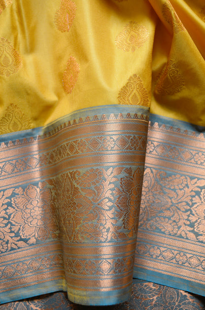 Mustard Banarasi Silk Saree