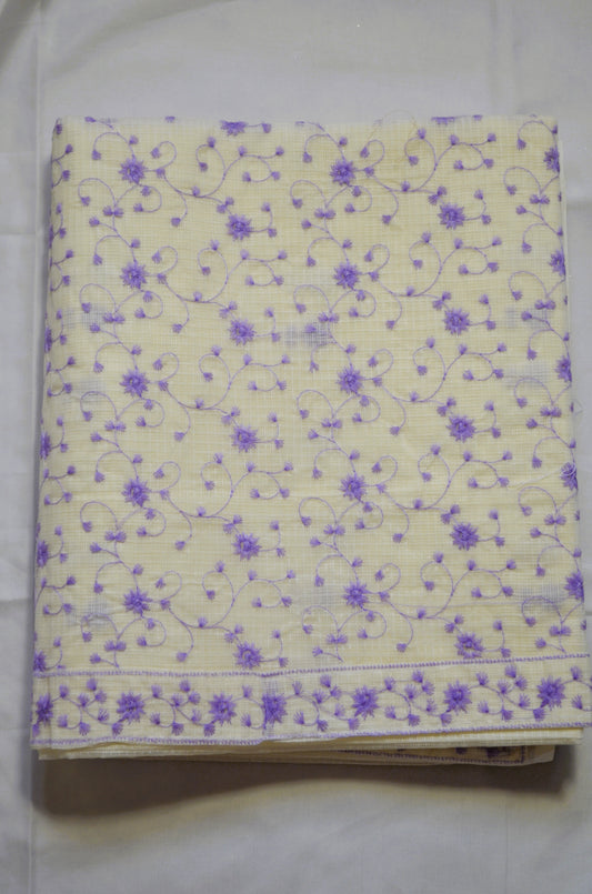 Off White Chikankari Kota Saree