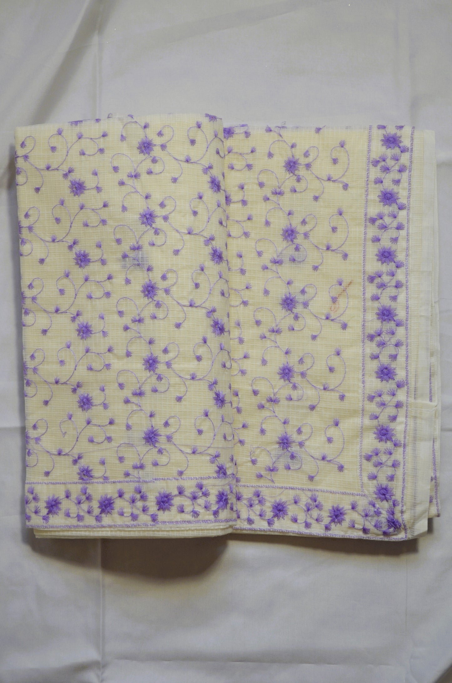 Off White Chikankari Kota Saree