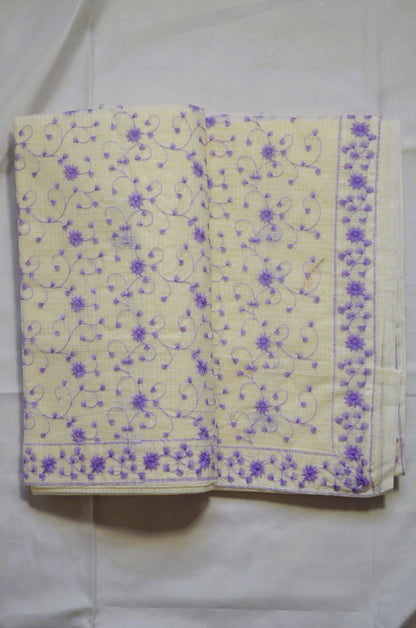 Off White Chikankari Kota Saree