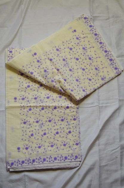 Off White Chikankari Kota Saree
