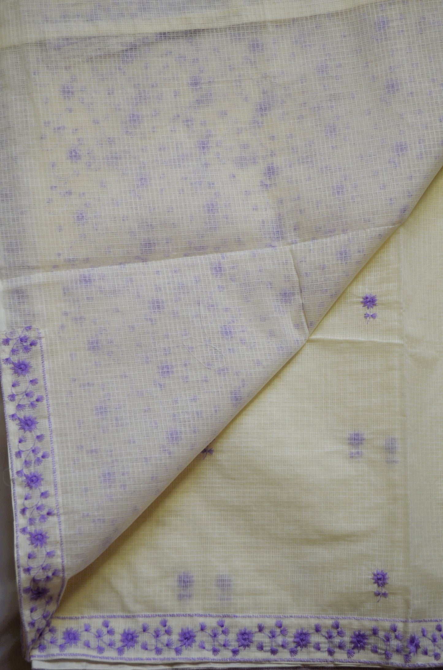 Off White Chikankari Kota Saree