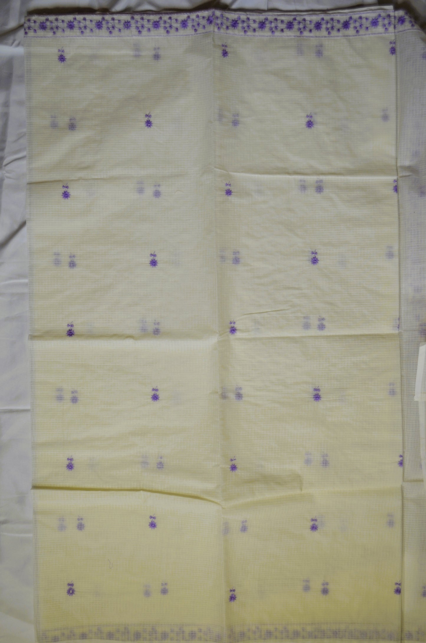 Off White Chikankari Kota Saree
