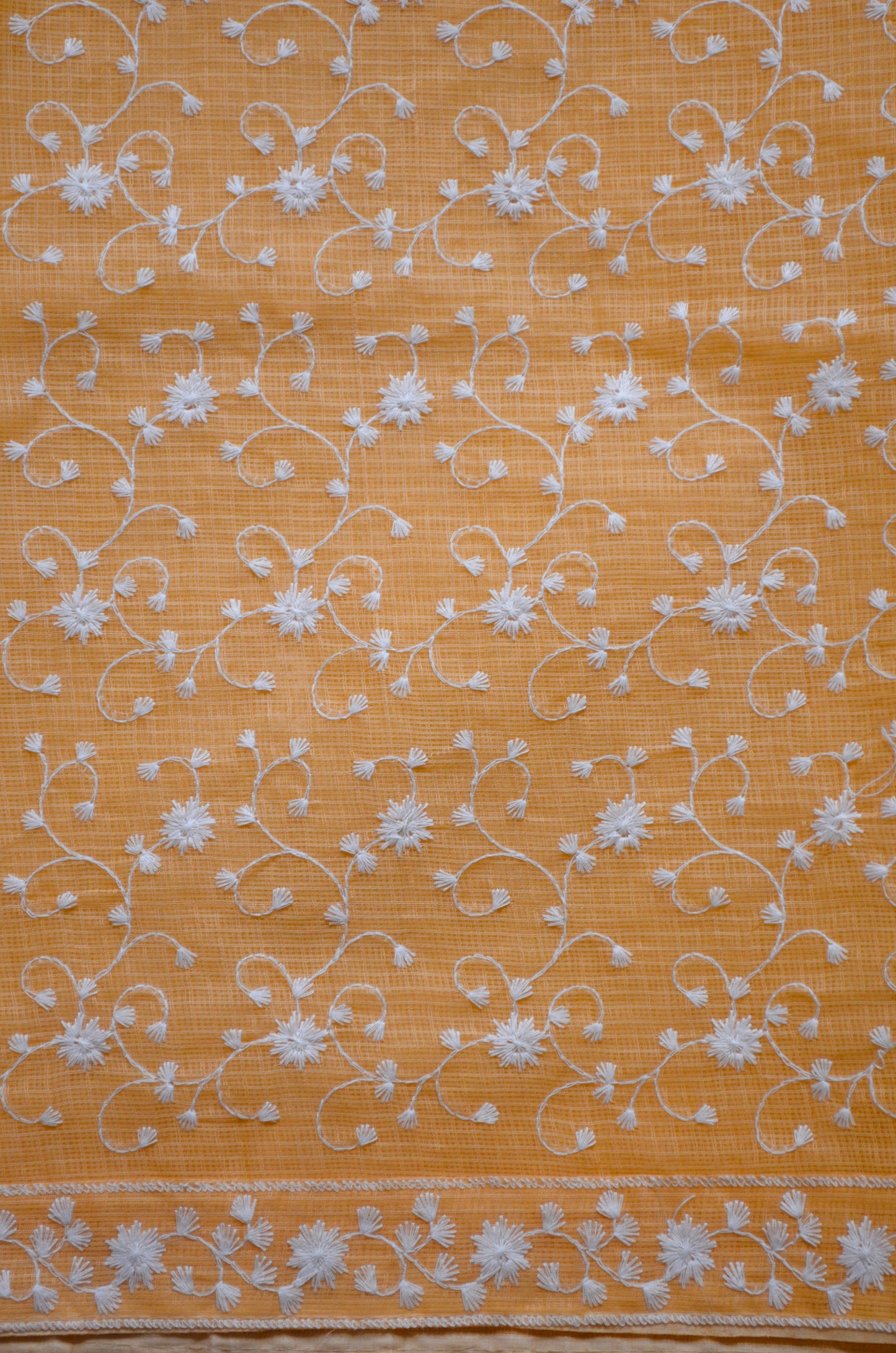 Orange Chikankari Kota Saree