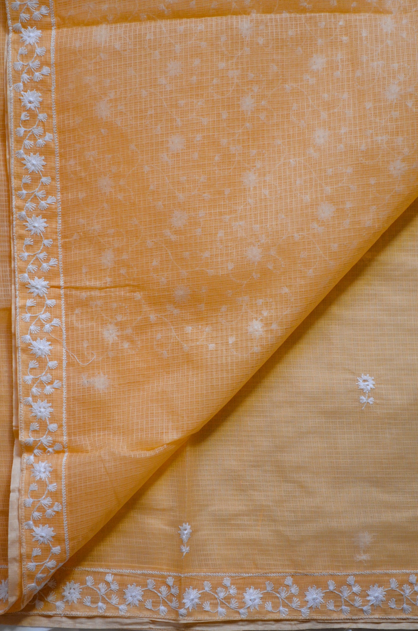 Orange Chikankari Kota Saree