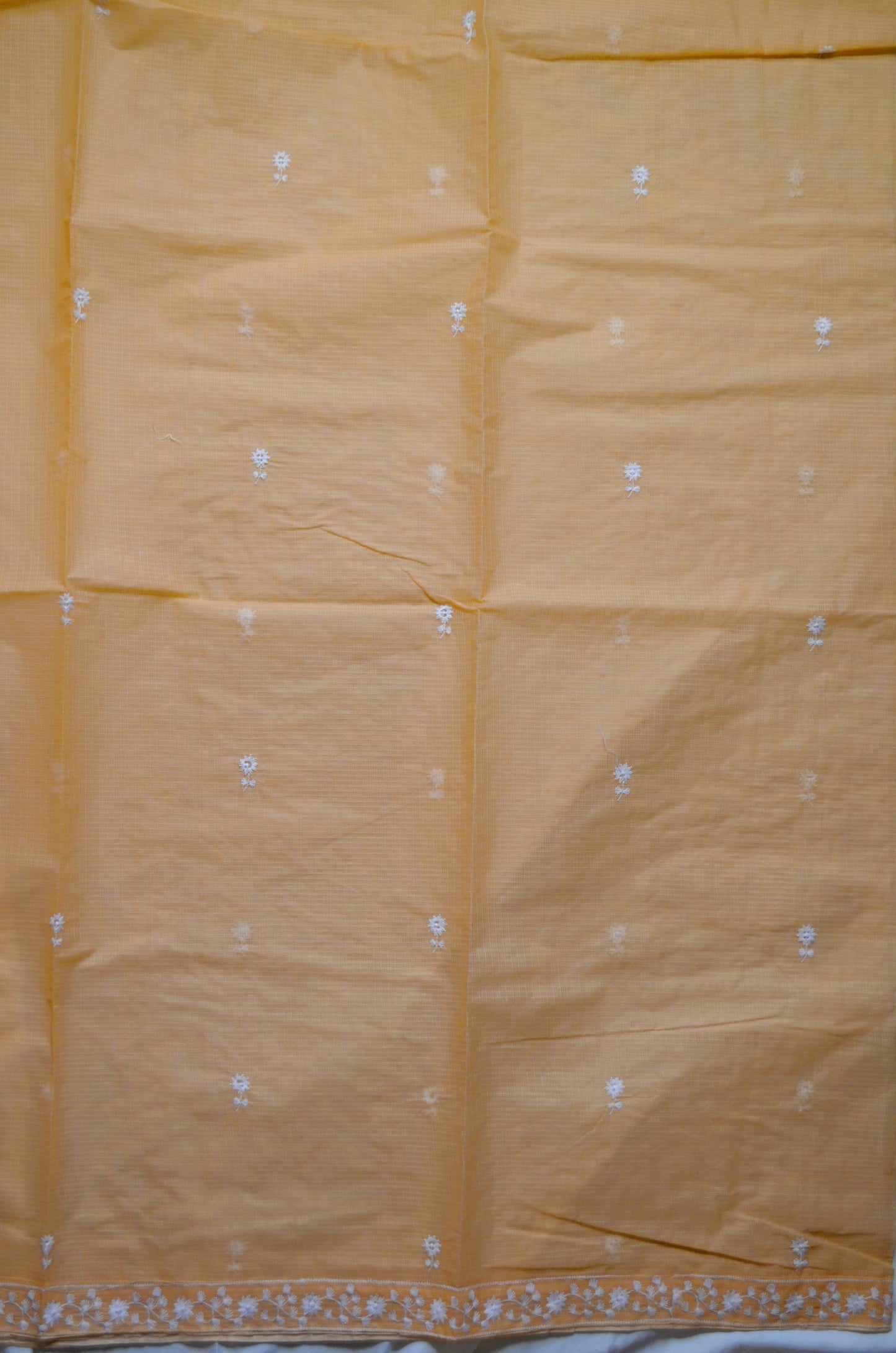 Orange Chikankari Kota Saree