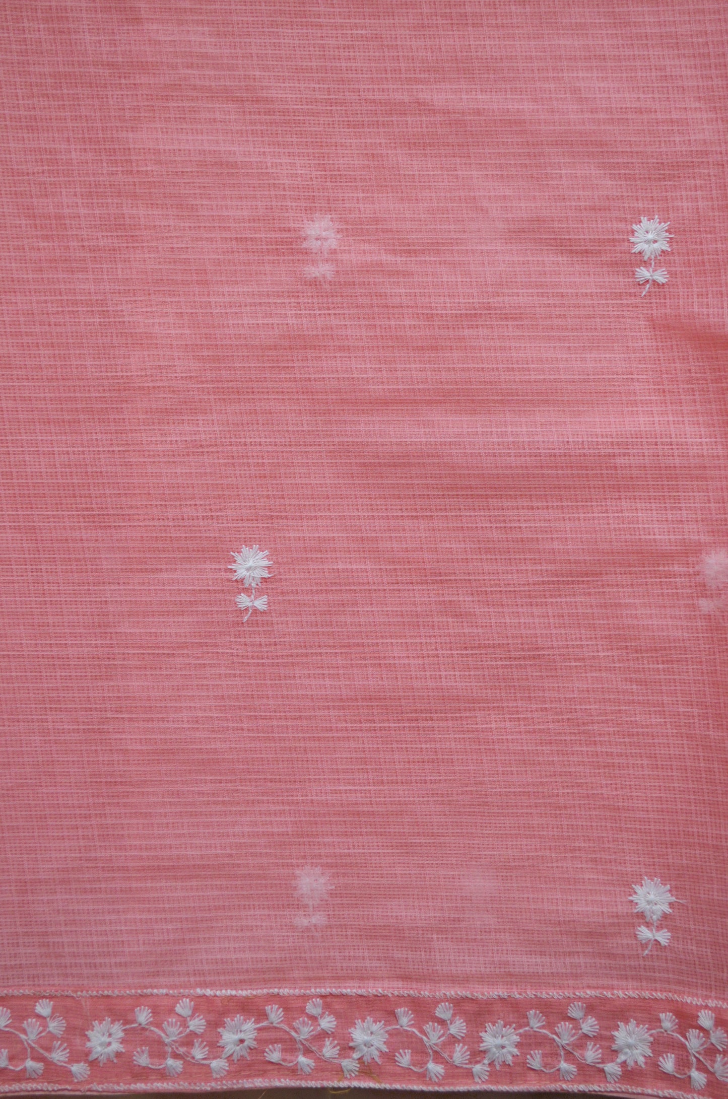 Peach Chikankari Kota Saree