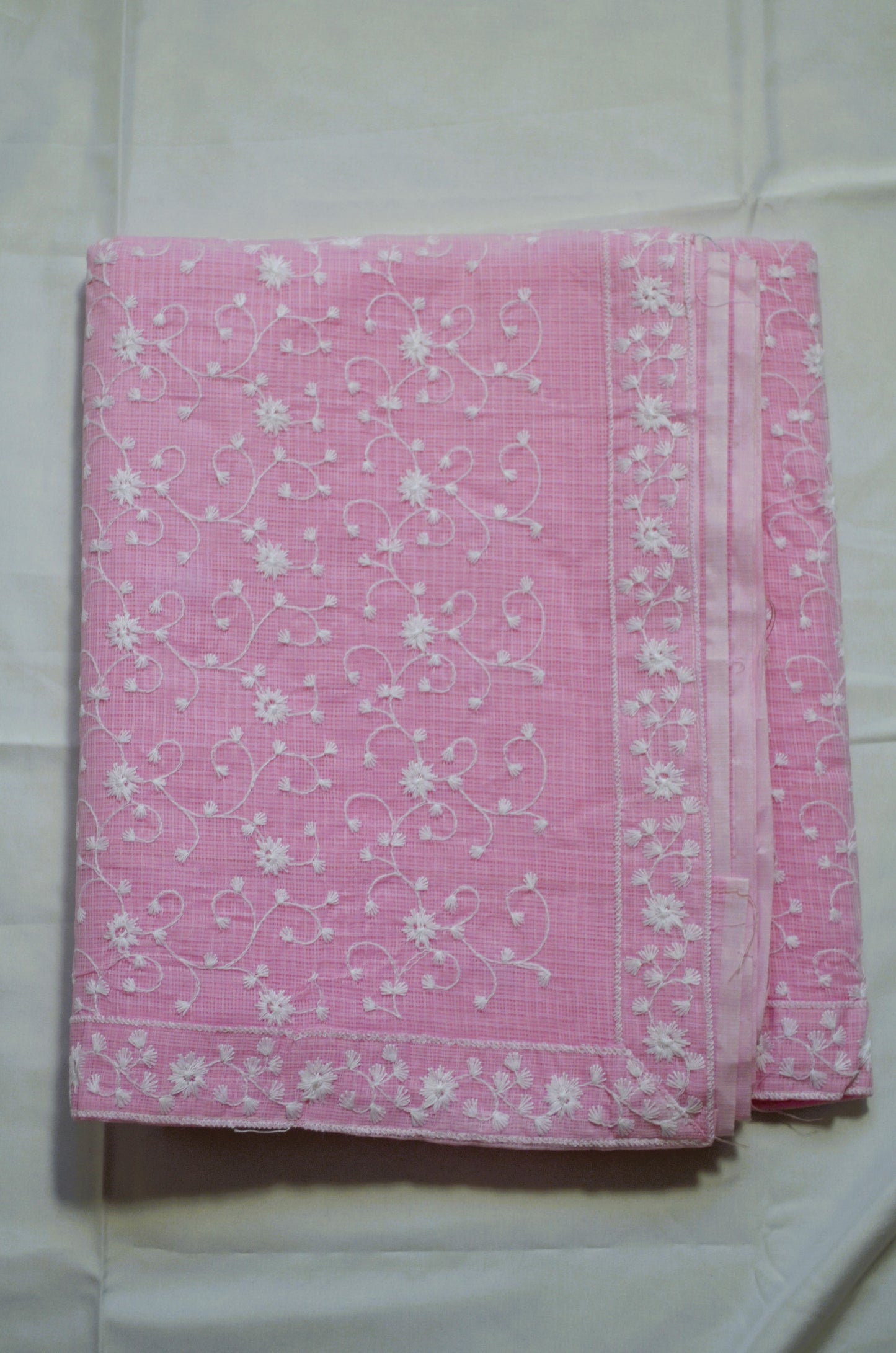 Pink Chikankari Kota Saree