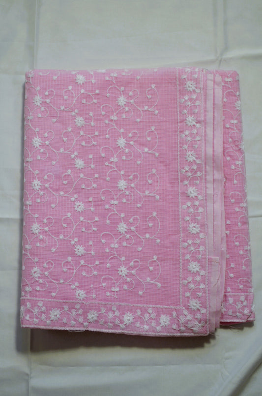 Pink Chikankari Kota Saree