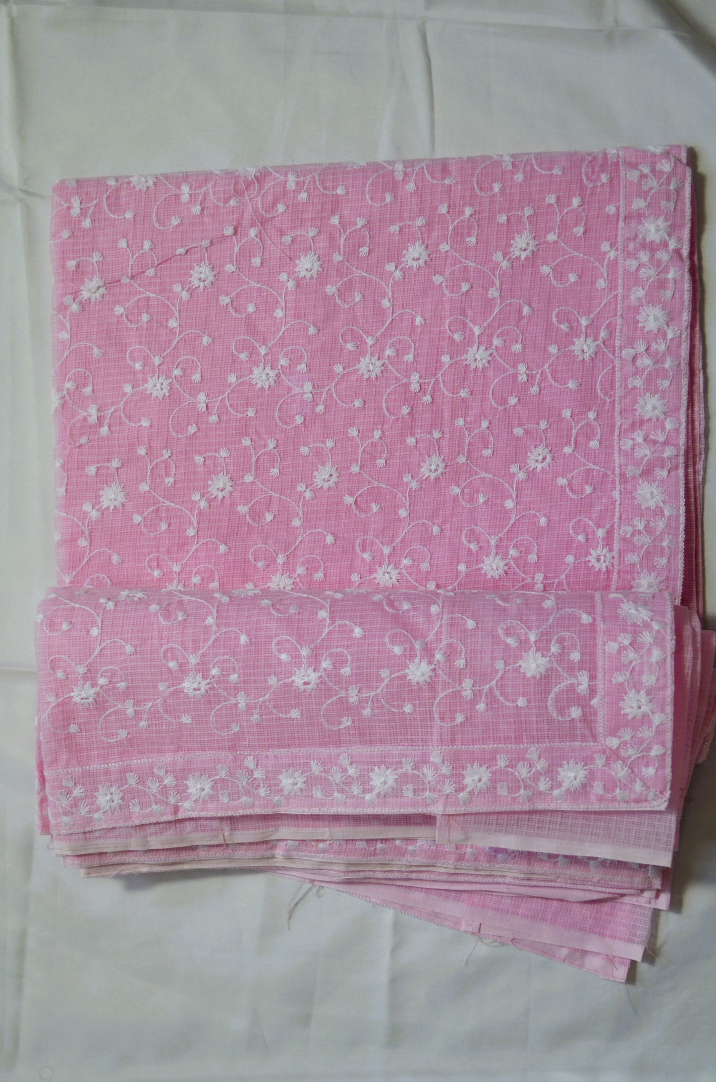 Pink Chikankari Kota Saree