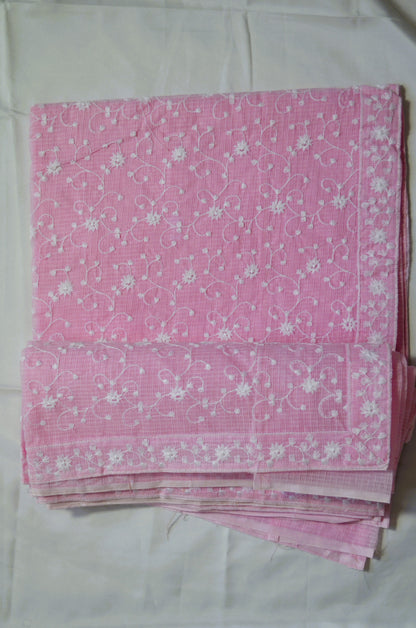 Pink Chikankari Kota Saree