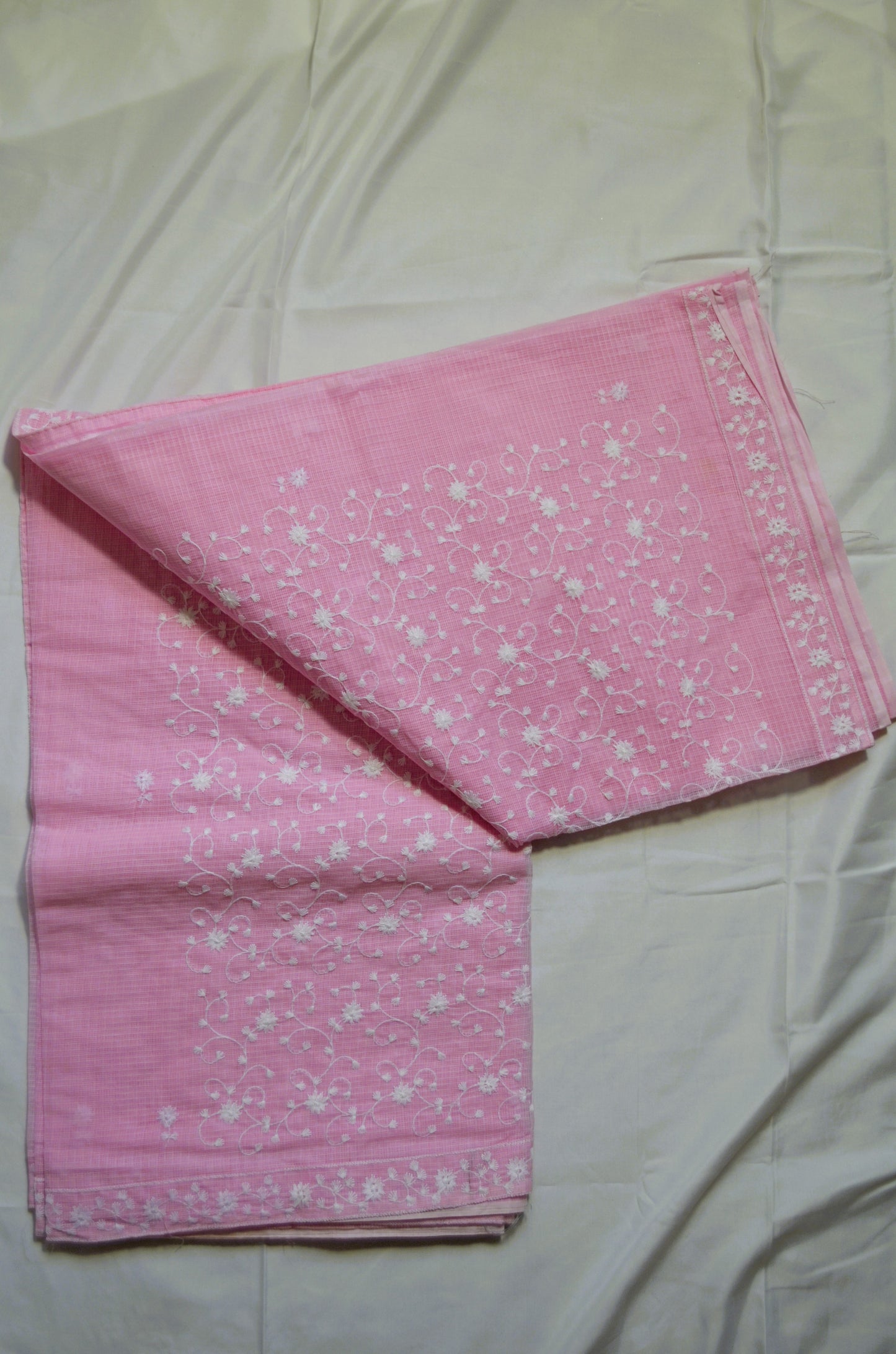 Pink Chikankari Kota Saree