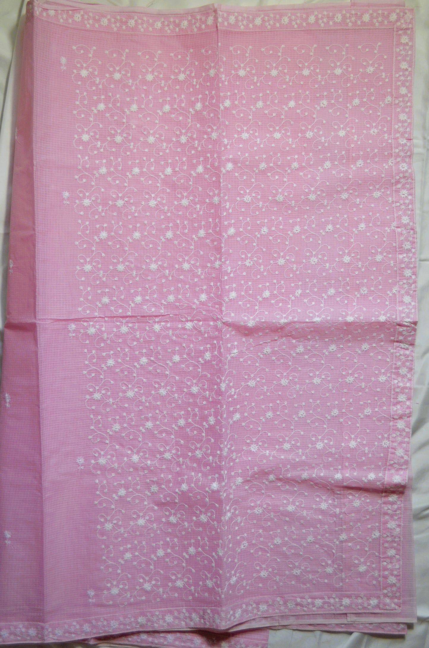 Pink Chikankari Kota Saree