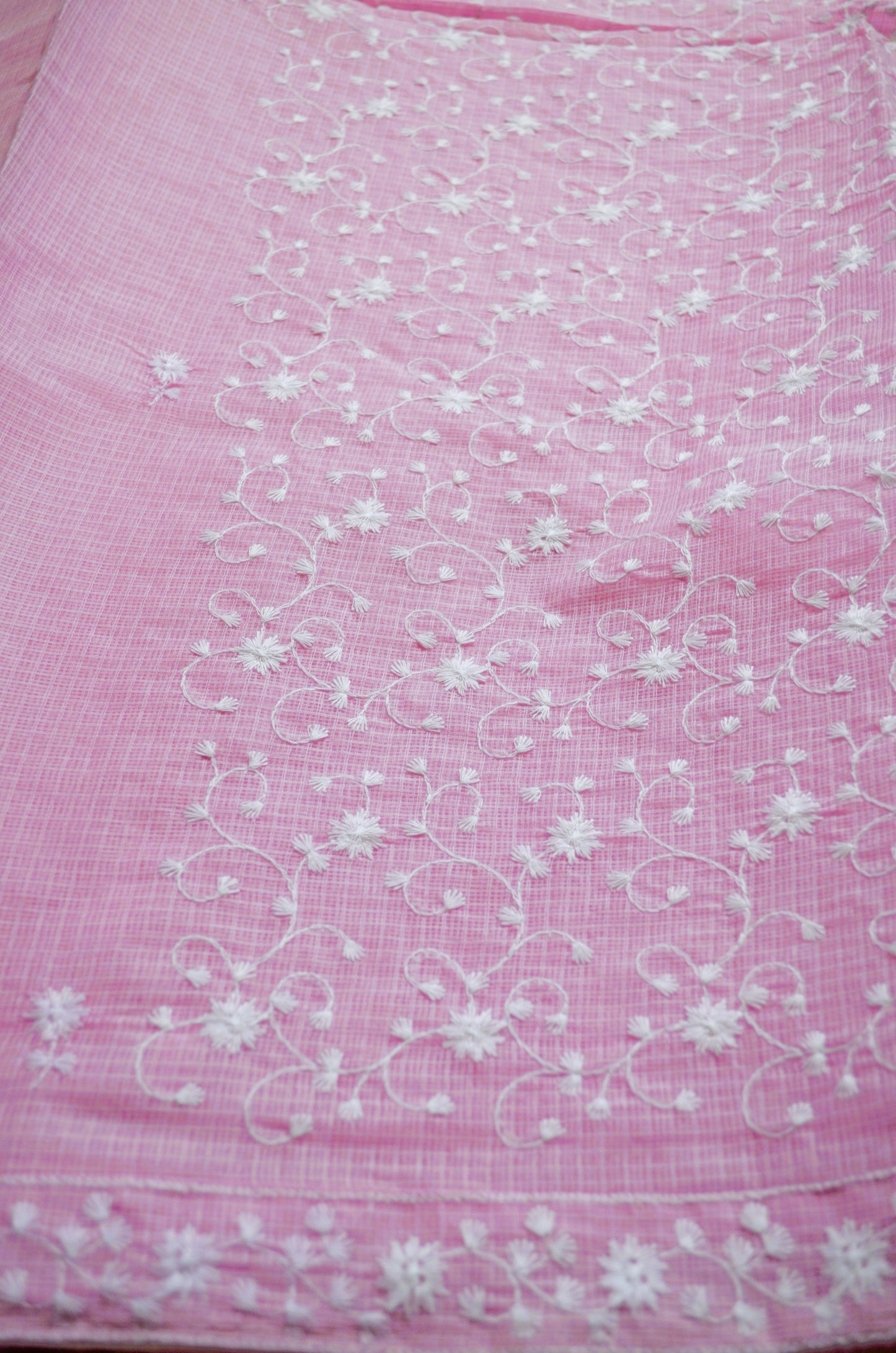 Pink Chikankari Kota Saree