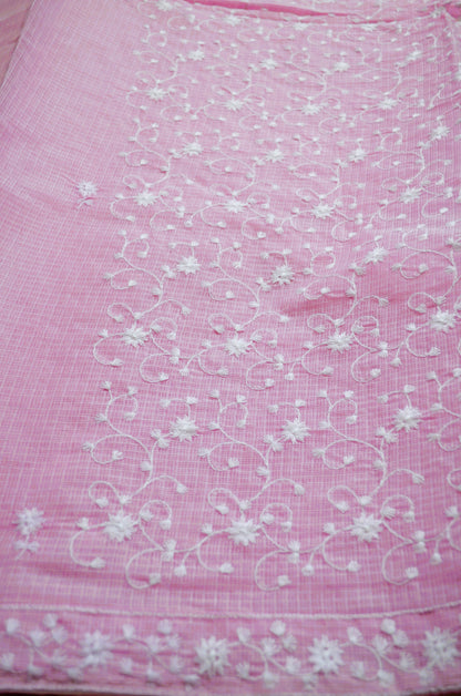 Pink Chikankari Kota Saree