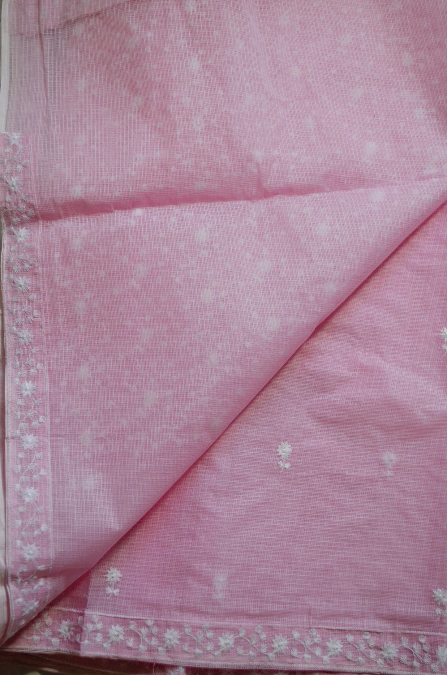 Pink Chikankari Kota Saree