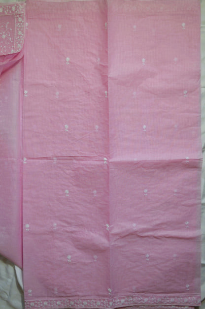 Pink Chikankari Kota Saree