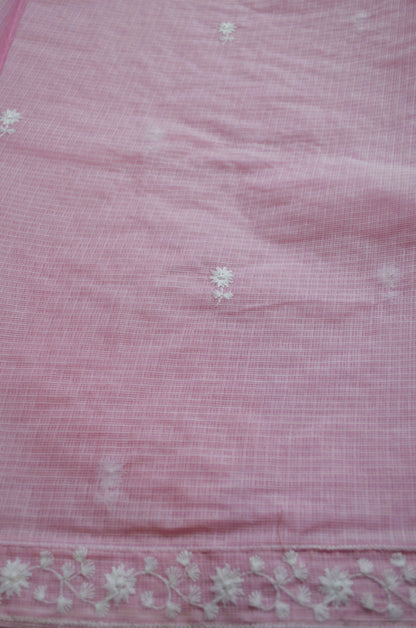 Pink Chikankari Kota Saree