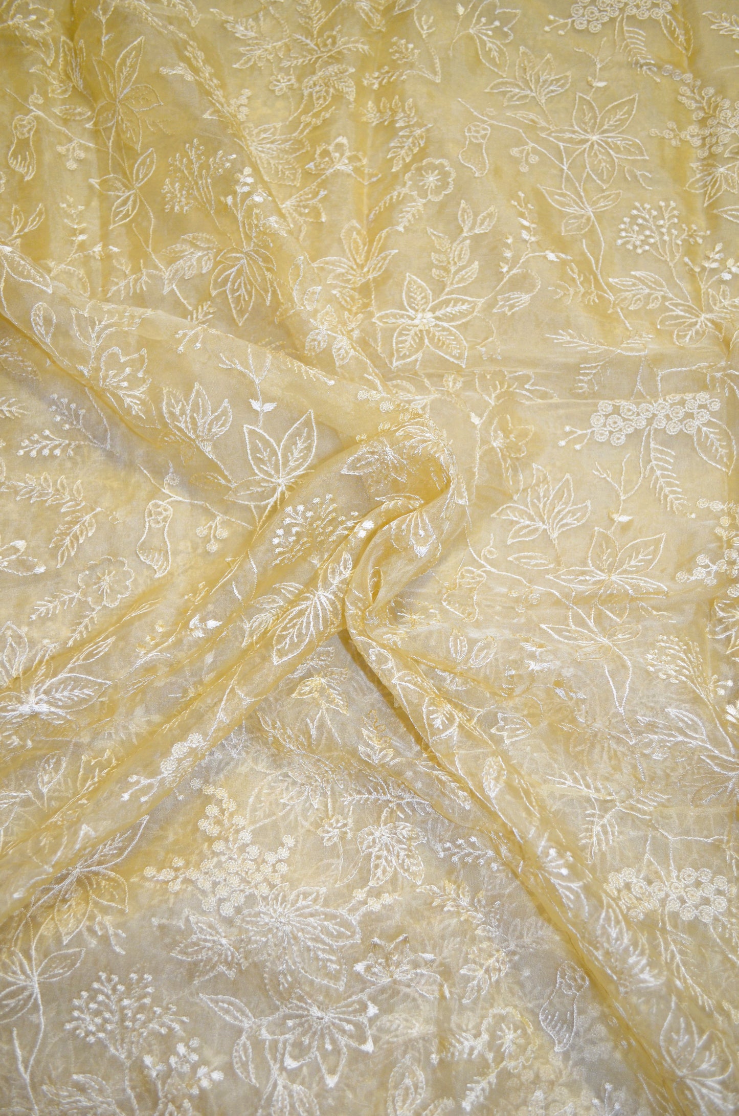 Beige Embriodered Chikankari Saree