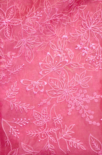Mauve Embriodered Chikankari Saree