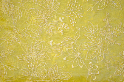 Yellow Embriodered Chikankari Saree