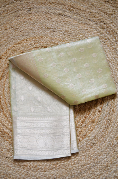 Pistacchio Banarasi Zari Tissue Silk Saree