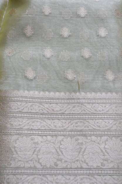 Pistacchio Banarasi Zari Tissue Silk Saree