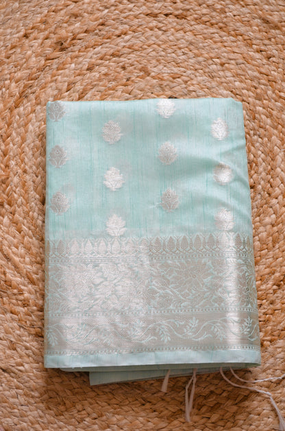 Sea Green Woven Banarasi Zari Tissue Silk Saree