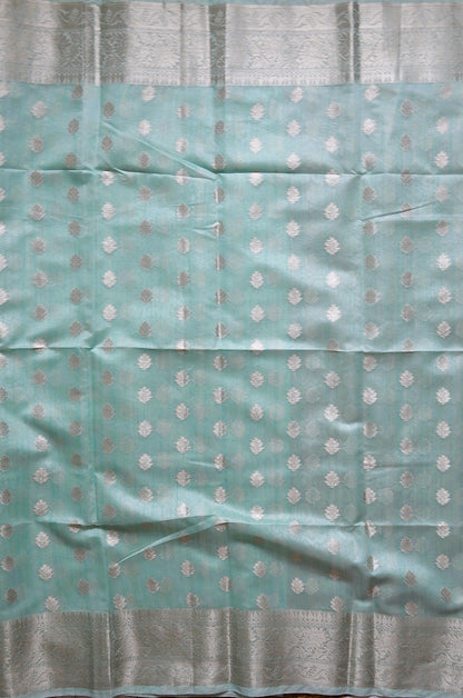Sea Green Woven Banarasi Zari Tissue Silk Saree