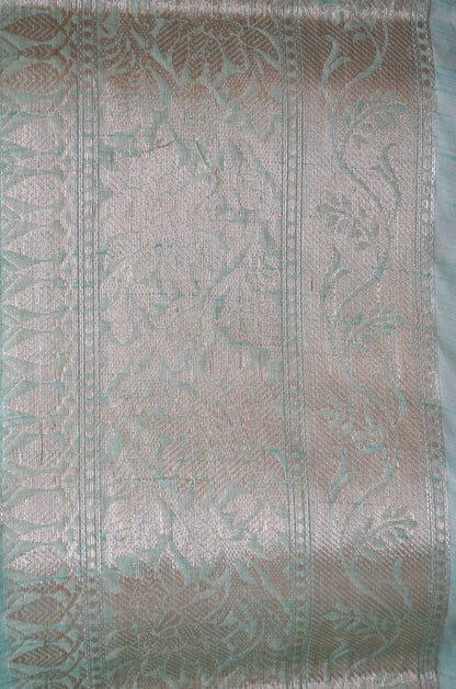 Sea Green Woven Banarasi Zari Tissue Silk Saree