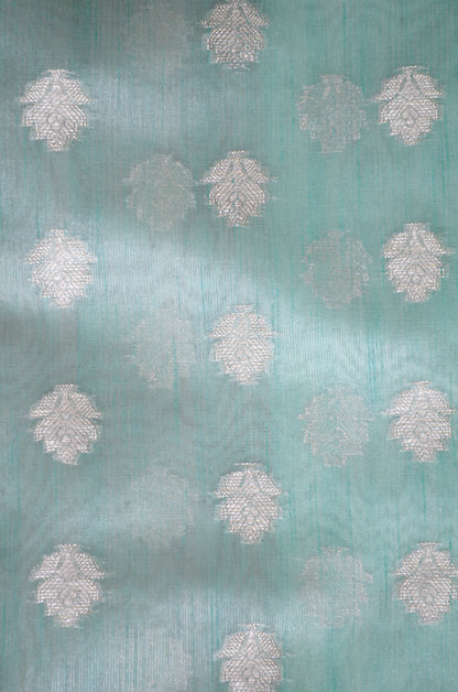 Sea Green Woven Banarasi Zari Tissue Silk Saree