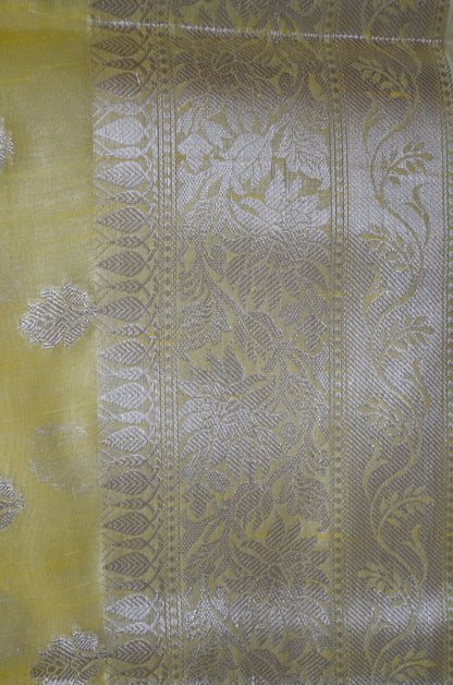Yellow Woven Banarasi Zari Tissue Silk Saree