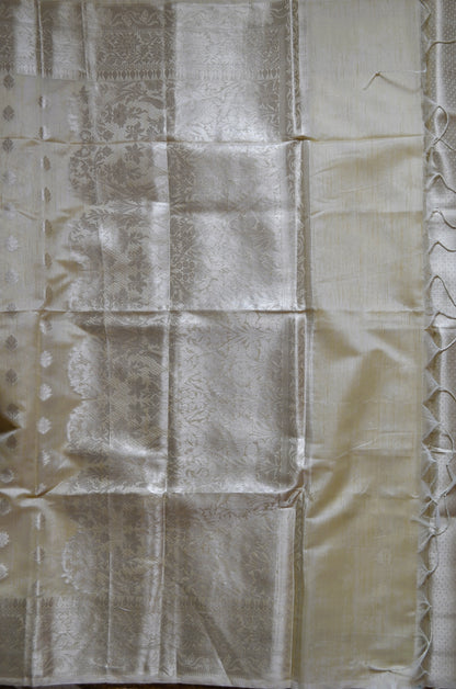 Beige Woven Banarasi Zari Tissue Silk Saree