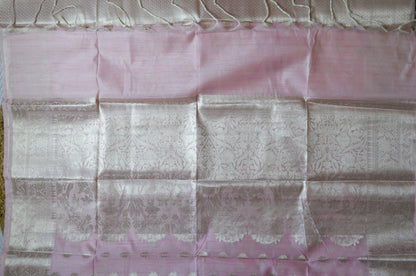 Pink Woven Banarasi Zari Tissue Silk Saree