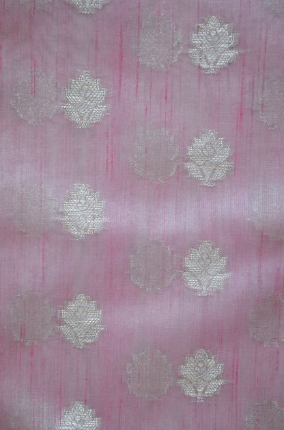 Pink Woven Banarasi Zari Tissue Silk Saree