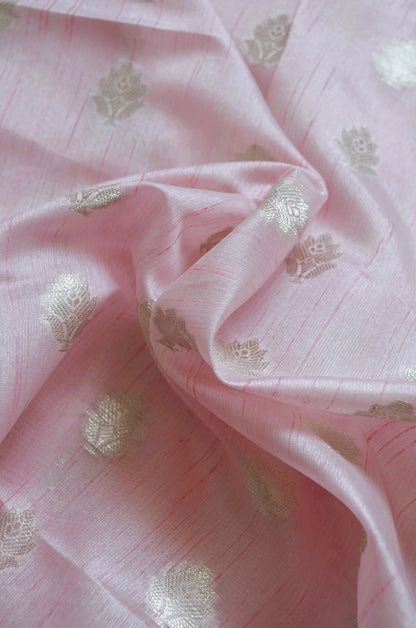 Pink Woven Banarasi Zari Tissue Silk Saree