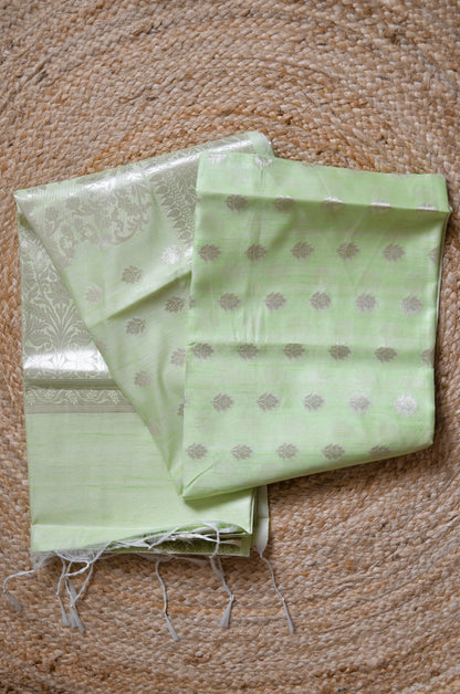 Pistacchio Woven Banarasi Zari Tissue Silk Saree