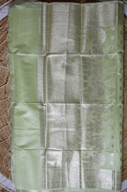 Pistacchio Woven Banarasi Zari Tissue Silk Saree