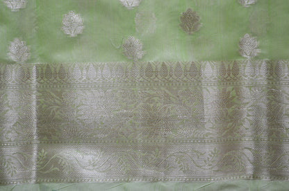 Pistacchio Woven Banarasi Zari Tissue Silk Saree