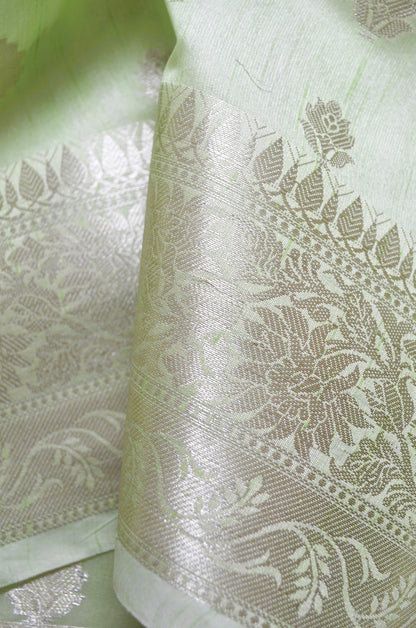 Pistacchio Woven Banarasi Zari Tissue Silk Saree